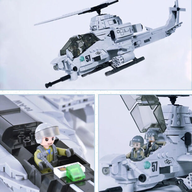 Sluban Air Force AH-17 Viper Attack Apachi Helicopter Building Blocks Toy