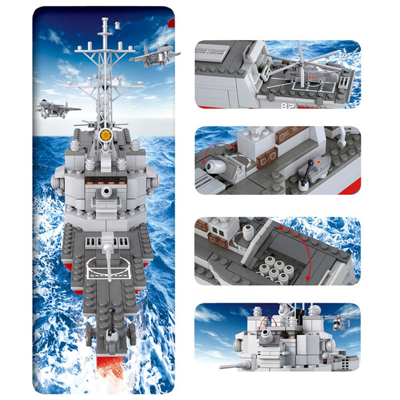 Sluban Navy Destroyer 1:350 Scale 615 Piece Building Bricks Set M38-B0390 NEW 