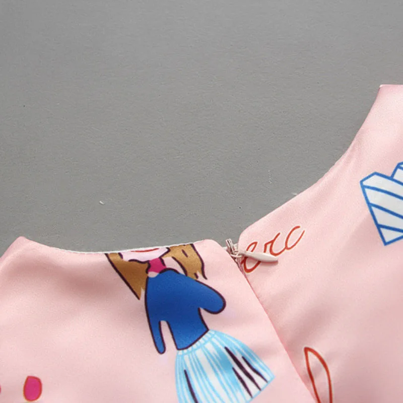 Toddler Girl Fantasy Castle Letter Drawing Print Short Sleeve Dress - Image 2