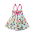 Toddler Girl Ice-Cream Print Mini Ribbon Dress Sleeveless