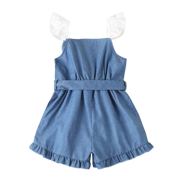 Sleeveless Strap Button Jumpsuit with Ribbon Bow Belt - Image 2