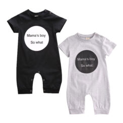 Mama's Boy Letter Print Pajamas Romper Short Sleeve