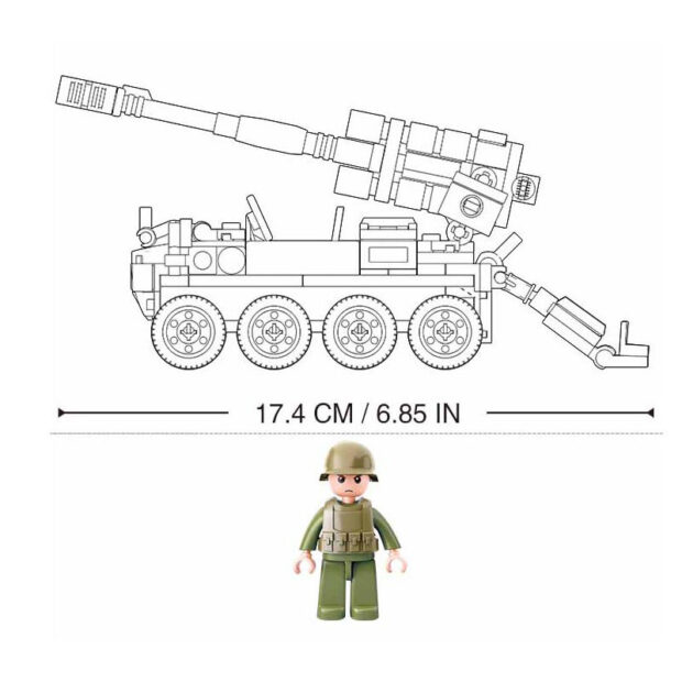 Sluban 8x8 Mobile Canon Vehicle Military Building Blocks Toy M38-B0751