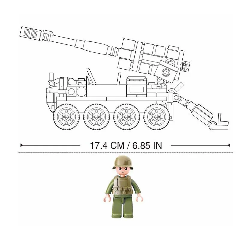 Sluban 8x8 Mobile Canon Vehicle Military Building Blocks Toy - Image 3