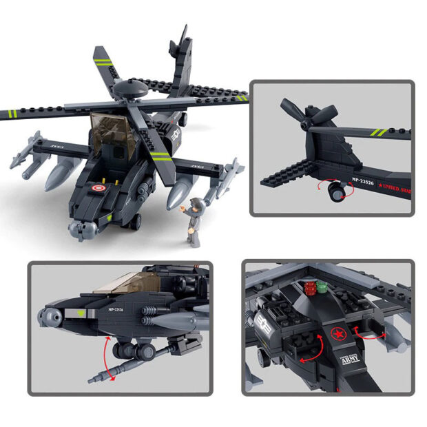Sluban Apache Helicopter Army Building Blocks Toy - Image 3