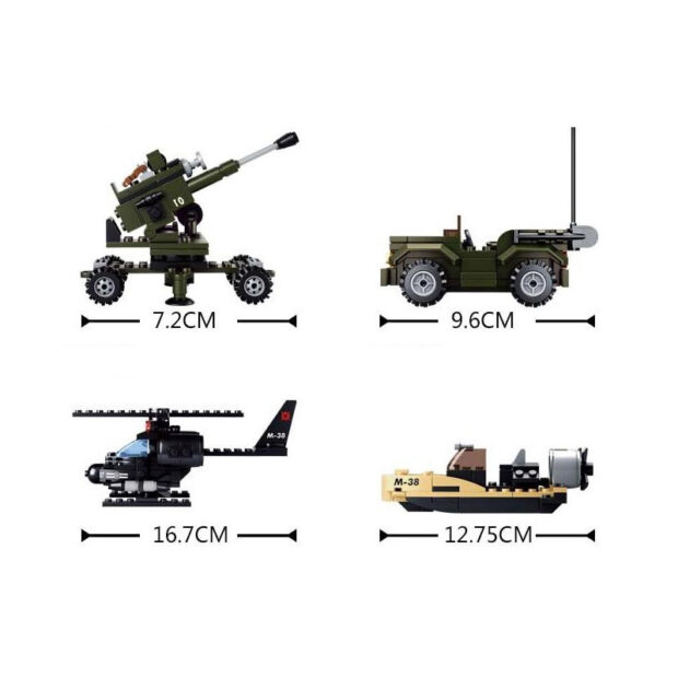 Sluban Army Vehicles Set 8pcs Military Building Blocks Toy M38-B0587