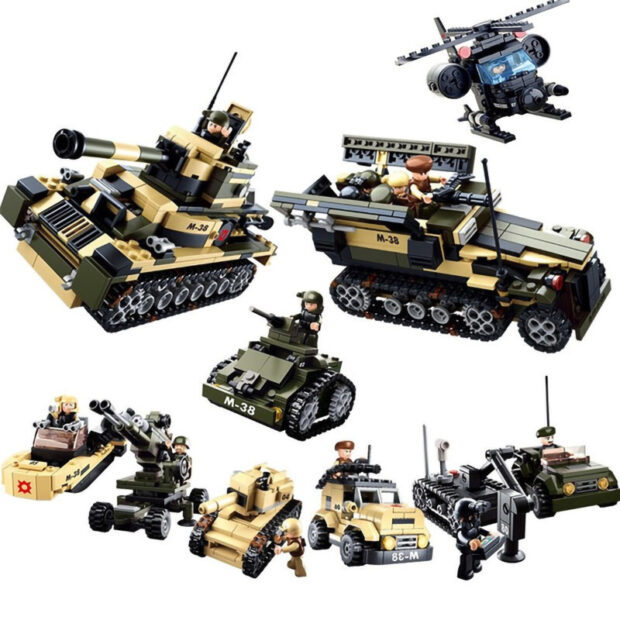 Sluban Army Vehicles Set 8pcs Military Building Blocks Toy M38-B0587