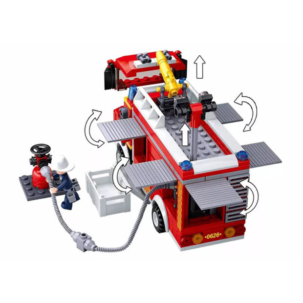 Sluban Fire Engine Firefighter City Building Blocks Toy M38-B0626