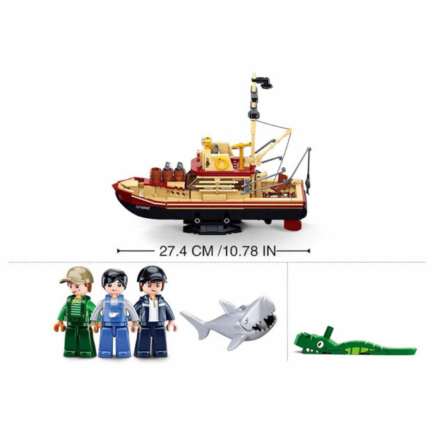 Sluban Great White Shark Fishermen Boat City Building Blocks Toy - Image 4