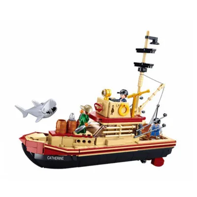 Sluban Great White Shark Fishermen Boat City Building Blocks Toy
