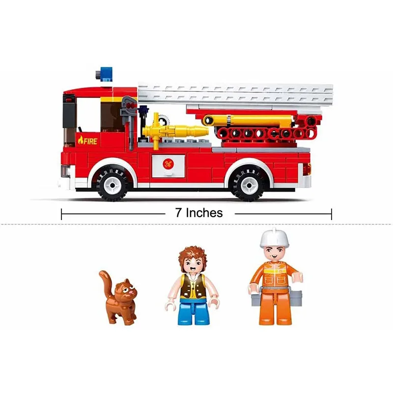 Sluban Large Fire Truck Firefighter Rescue City Building Blocks Toy - Image 4