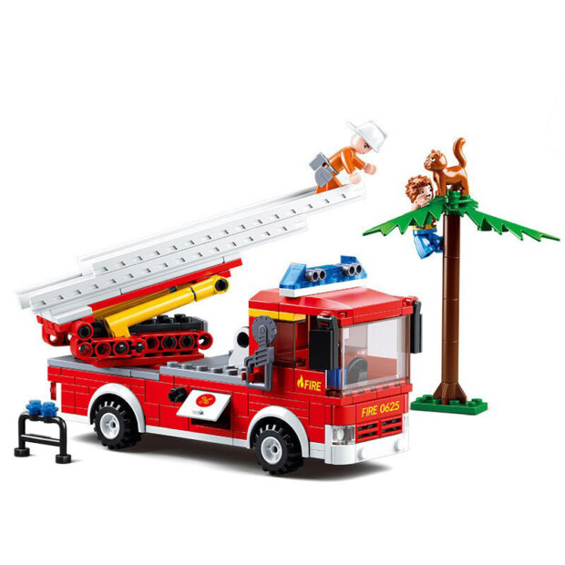 Sluban Large Fire Truck Firefighter Rescue City Building Blocks Toy M38-B0625