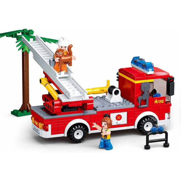 Sluban Large Fire Truck Firefighter Rescue City Building Blocks Toy M38-B0625