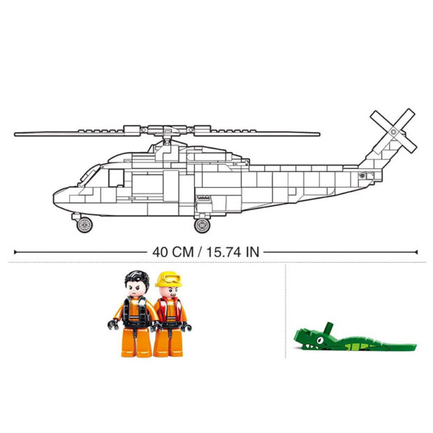 Sluban Marine Rescue Helicopter Military Building Blocks Toy - Image 3