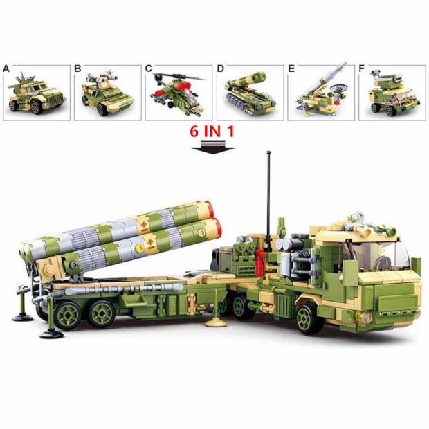 Sluban Rocket Launcher Vehicle 6in1 Military Building Blocks Toy - Image 2