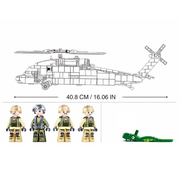Sluban US Medical Army Helicopter Military Building Blocks Toy M38-B1012